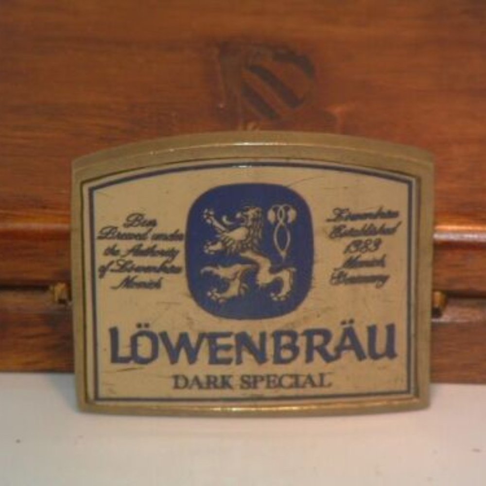 Vintage 1976 Baron Buckle Brass Lowenbrau Belt Buckle